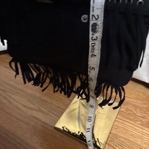 Black Fringe Boho Western Purse Shoulder Handbag 2 straps Faux Suede Belt - Picture 16 of 16
